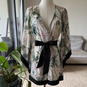 Floral Kimono Wrap romper with Black belt